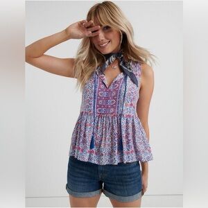 Lucky Brand Robin Border Print Top